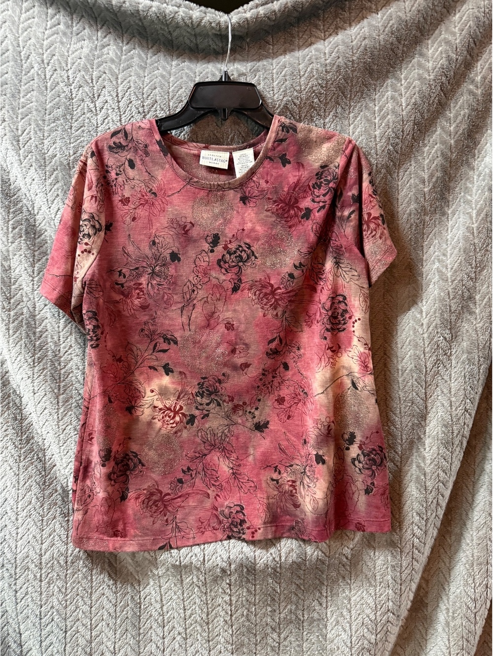 White Stag Women's Stretch Floral Print Short Sleeve Shirt Size 1X